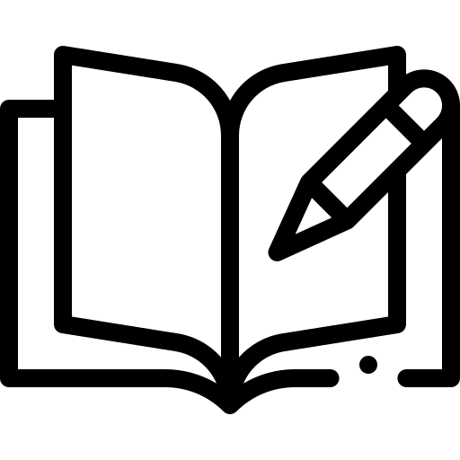 Outline of an open journal with a pencil writing on the page