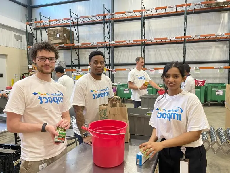 Photo of me working at second harvest which is a non profit food pantry