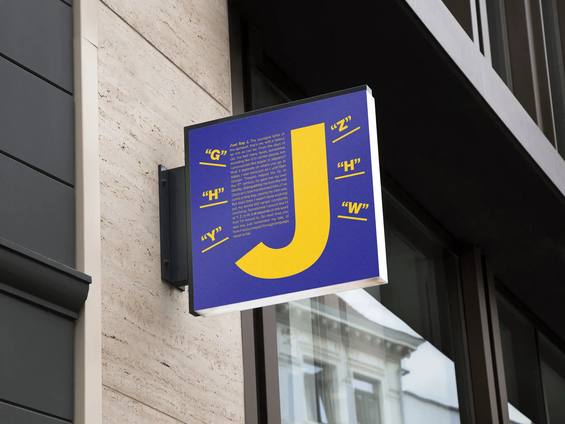 Mockup of letter j project for typography